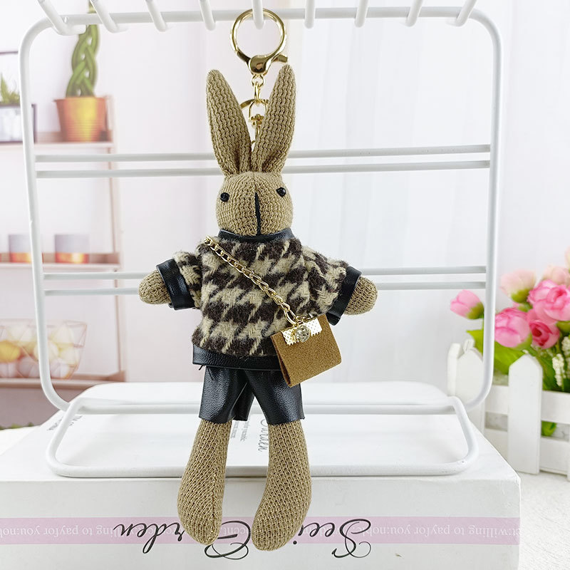 Мягкая игрушка-брелок "Кролик" в клетку, модель KH05 — фото 3
